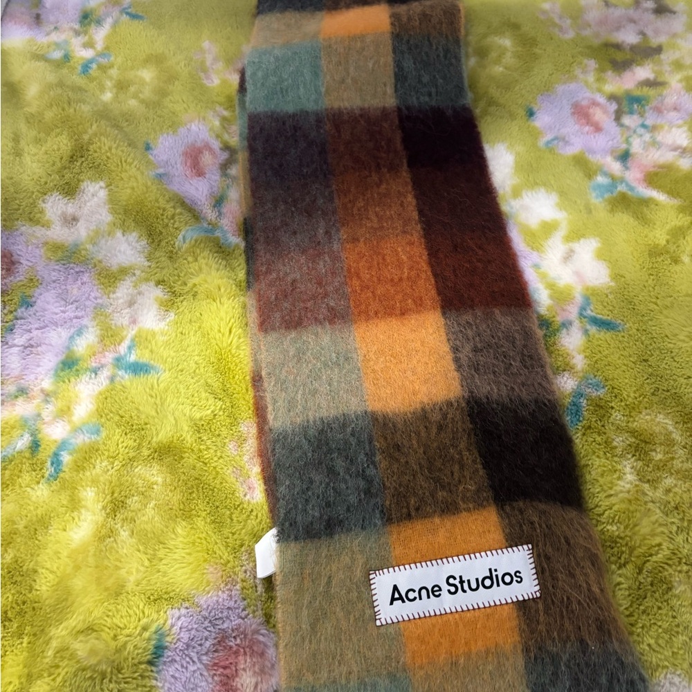 Acne Studios Plaid Wool Scarf in Earth Tones